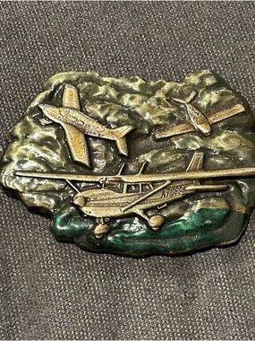 1977 Bergamont Airplane N9106G Belt Buckle Made in USA